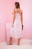 Women's dress with strappy print with tie white+red