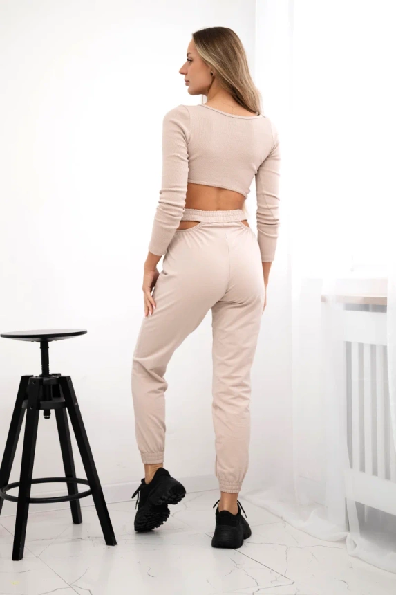 Set mit Blusentop beige