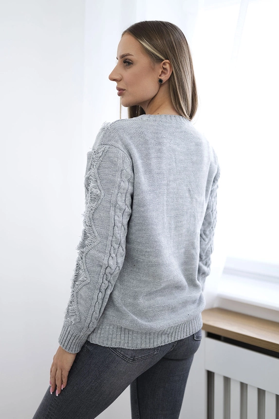 Pullover mit Flechtbindung grau