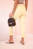 Women's viscose trousers with belt and rolled up leg yellow 