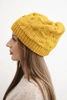 Women's winter hat made of wool with decorative weave K451 mustard