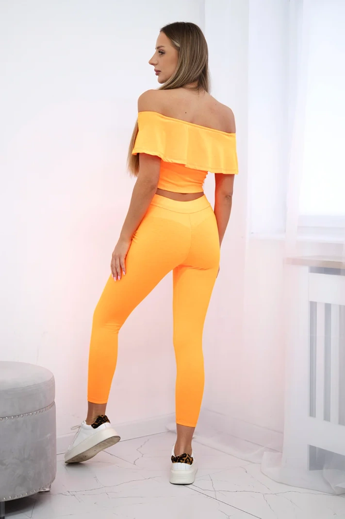 Set mit Rüschen orange neon