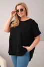 Women's Plus Size cotton short-sleeve blouse black