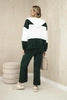 Ribbed velour set sweatshirt + trousers dark green