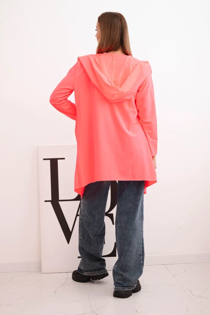Cape with a loose hood pink neon