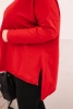 Asymmetrical Plus Size women's blouse with long sleeves red