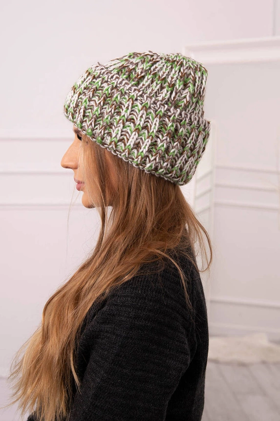Beanie mit Roll-up Klara K311 grün+braun