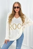 Sweater with Rock inscription ecru