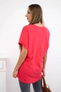 Himbeerfarbene Baumwollbluse mit Tasche