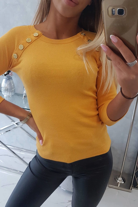 Bluse mit Zierknöpfen senfgelb