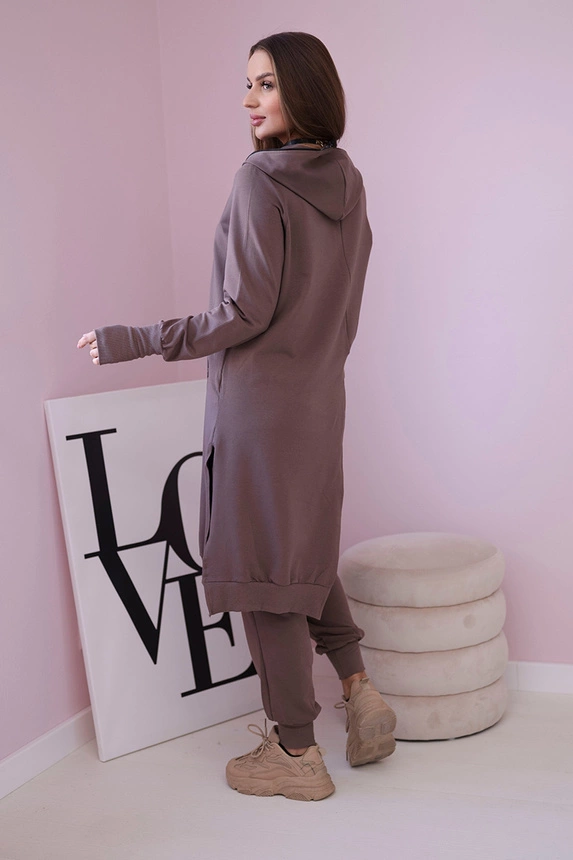 Set sweatshirt with longer side mocca