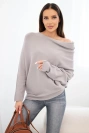 Damenpullover aus Viskose asymmetrisch Fledermaus cappuccino