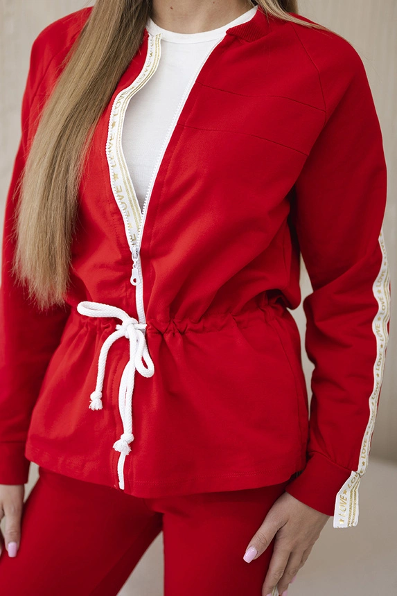 Women's cotton set with stripe and welts red