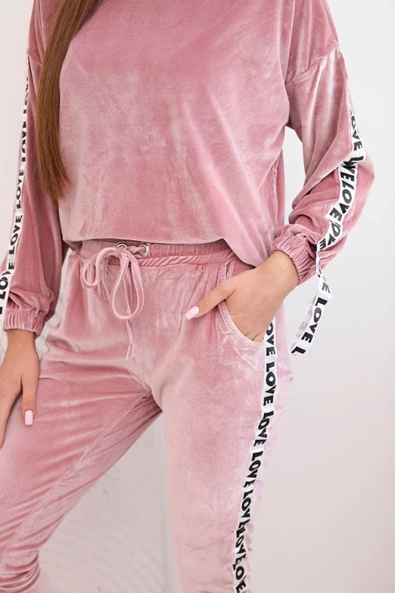 Love velour set dunkel puderrosa