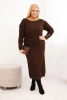 Sukienka swetrowa damska Plus Size z moherem czekoladowa