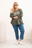 Bluza damska Plus Size bawełniana z nadrukiem drzewa khaki