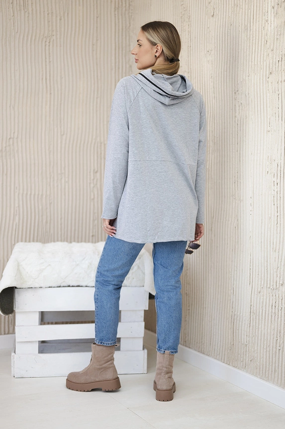 Tunic with a zipper on the hood Oversize gray