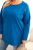 Women's Plus Size cotton blouse with a round neckline cobalt blue