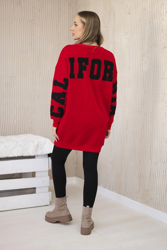 Insulated sweatshirt with California inscription red