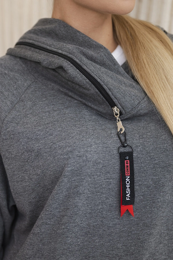 Tunic with a zipper on the hood Oversize graphite