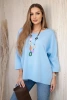 Oversize-Bluse mit Halskette butterweicher Stoff blau