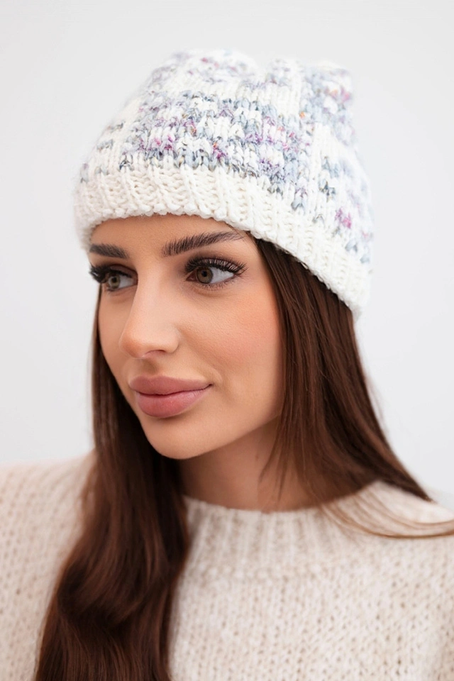 Women's wool winter hat with decorative crystals K399 black
