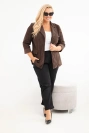 Plus Size women's corduroy blazer with lapels and pockets brown