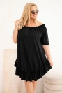 Sukienka damska Plus Size bawełniana z falbaną czarna