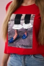 3D Grafik Bluse mit Zirkonia rot