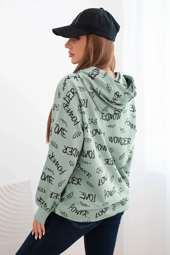 Sweatshirt with inscriptions dark mint