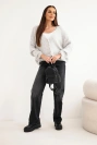 Women's sweater with V-neck and buttons gray