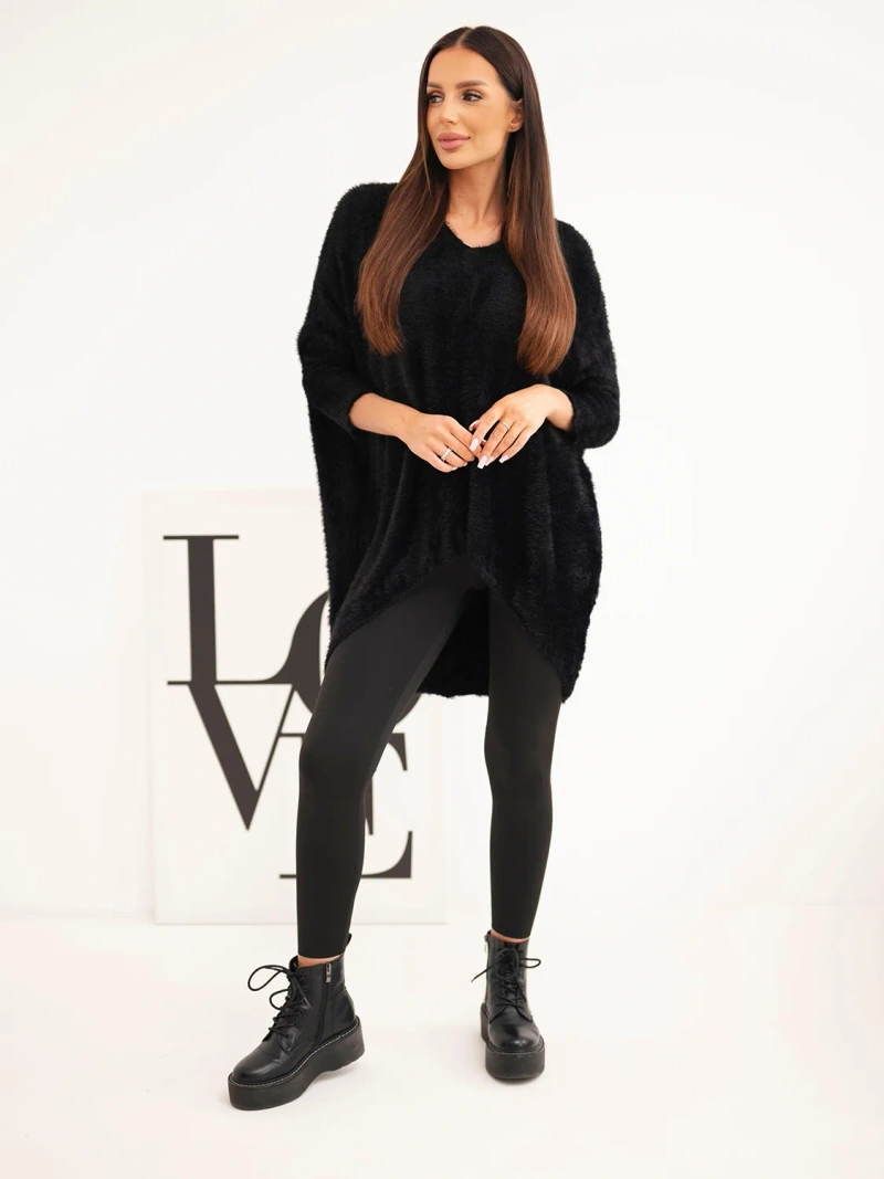A sweater women's Plus Size with V-neck black