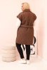 Damenweste Plus Size gesteppte mit Gürtel und Kragen schokoladenbraun