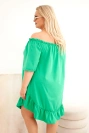 Moteriška Plus Size medvilninė suknelė su raukiniu žalia