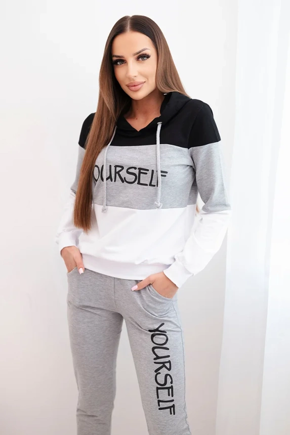 Set with print Yourself black+gray