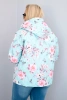 Women's spring quilted Plus Size jacket with a hood and floral pattern mint