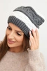Women's winter wool hat with decorative pattern K446 graphite + white