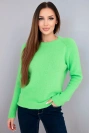 Damenpullover aus Baby-Alpaka mit langen Ärmeln grün neon