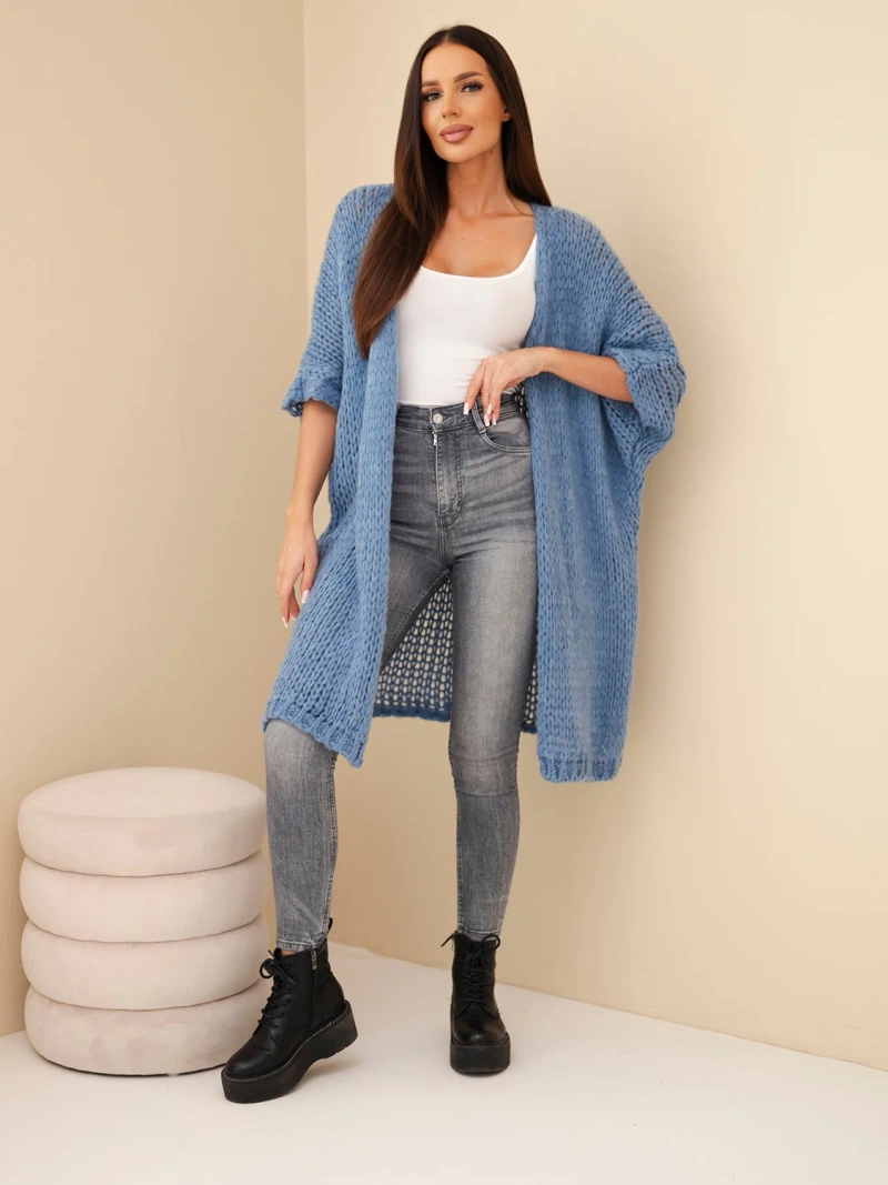 Damen Oversize Pullover mit lockerem Strick und ohne Verschluss Jeansblau
