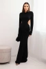 Women's long dress with viscose, turtleneck and open back black