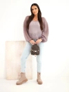 Damenpullover aus 70% KID-Mohair mit V-Ausschnitt in lockerem Schnitt fango