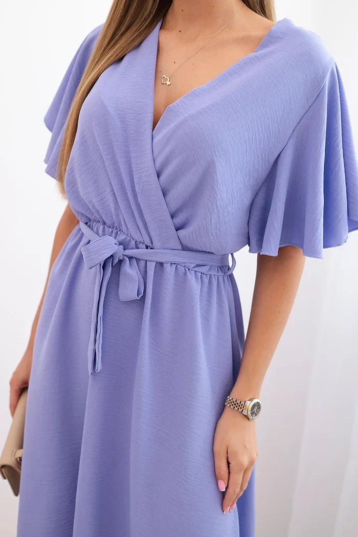 Kleid mit geschichtetem Ausschnitt Lila