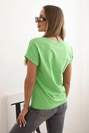 Women's cotton blouse with decorative ESL print green