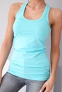 Women's sleeveless cotton blouse with a round neckline turquoise