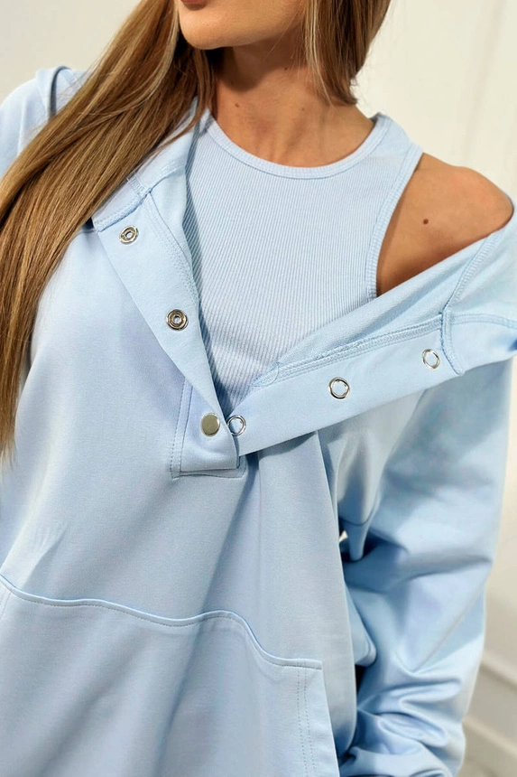 Set 3 v 1 mikina, top a krátké legíny modrý