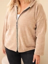 Women’s Plus Size corduroy hoodie sweatshirt with a zipper oversized camel