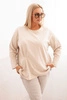 Moteriška Plus Size marškinėliai su medvilne, kišenė ir sukamu rankovėmis kiwi