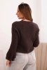 Women's sweater made of baby alpaca with puff sleeves brown