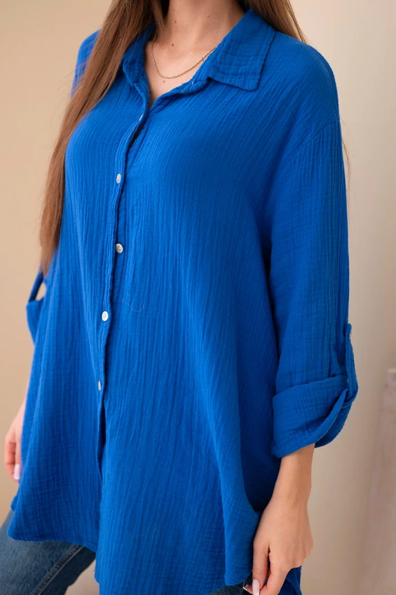 Cotton muslin shirt cornflower blue
