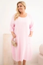 Sukienka damska Plus Size wiskozowa z kieszeniami krótki rękaw cukierkowy róż